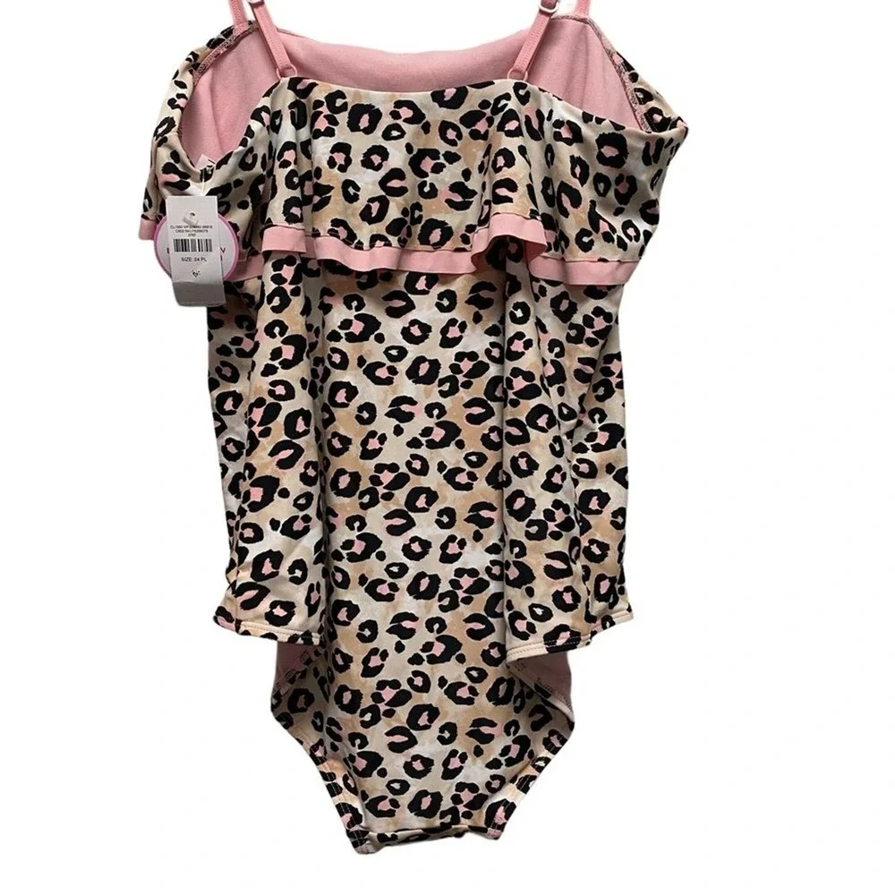 JUSTICE UPF 50‎ Uv Protection Girls' swimsuit Leopard Pink Size 14 Animal Print